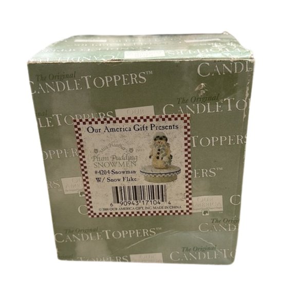 Miss Heather's Candle Topper Plum Pudding Snowman with Snowflake NEW - Picture 3 of 8